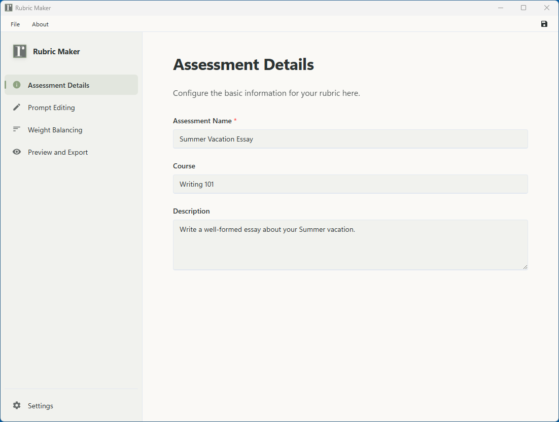 Rubric Maker Screenshot 1