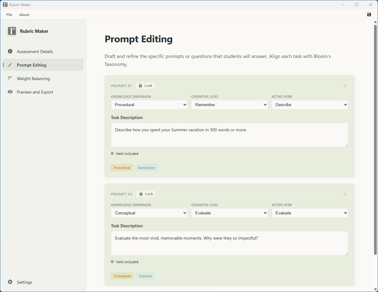 Rubric Maker Screenshot 3
