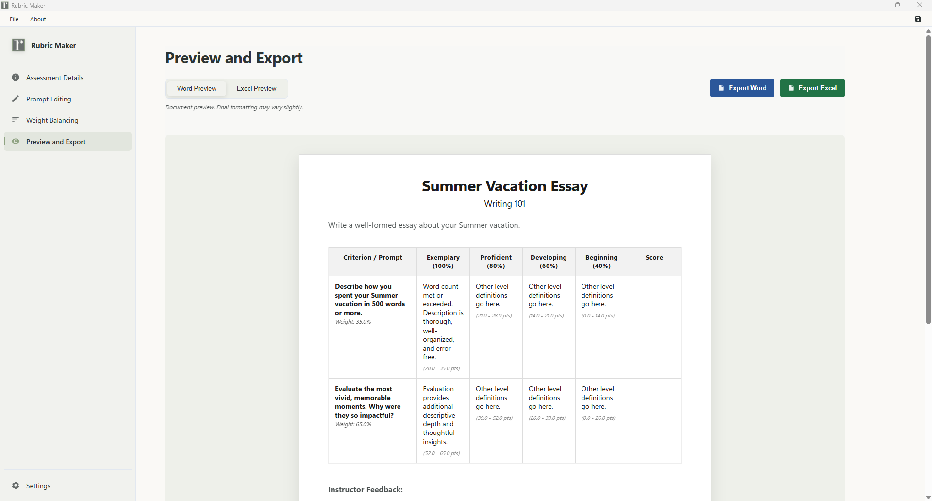 Rubric Maker Screenshot 5
