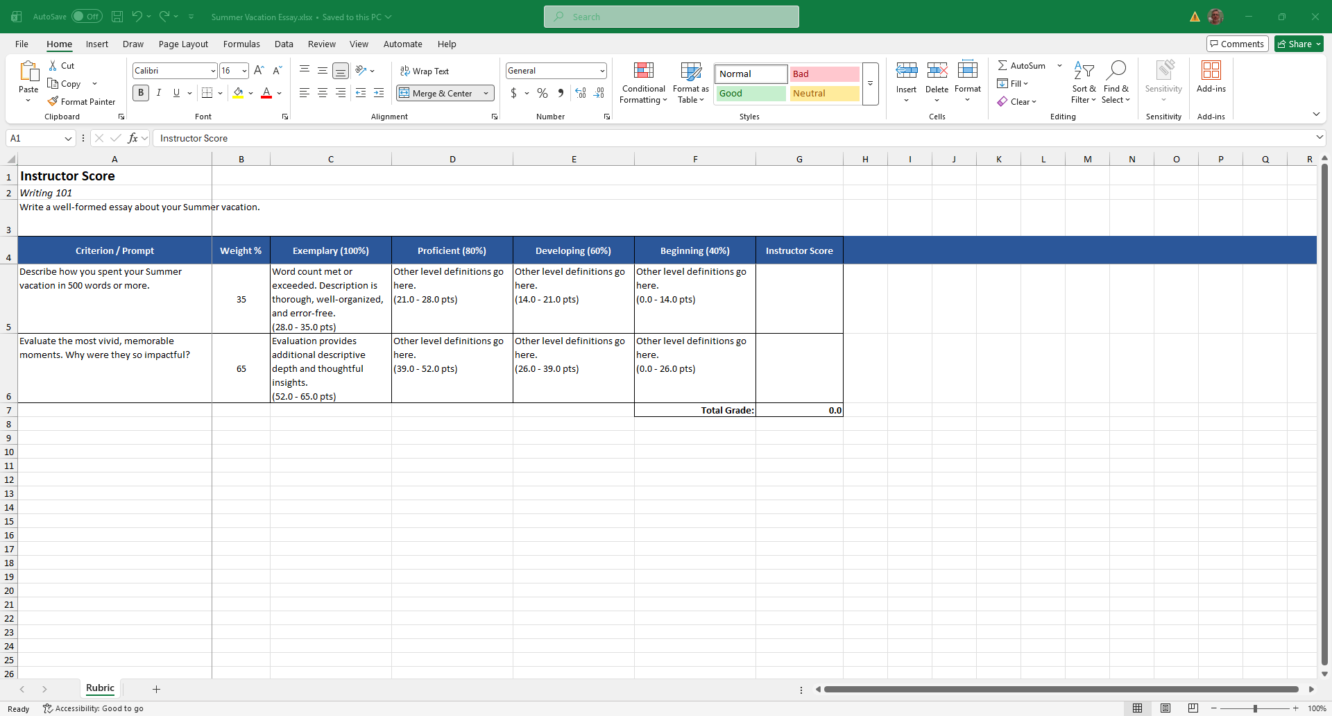 Excel Export Screenshot