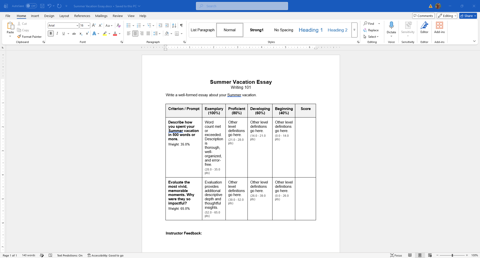 Word Export Screenshot